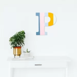 Image of Alphabet P Multicolor Decorative Wooden Wall Accessory