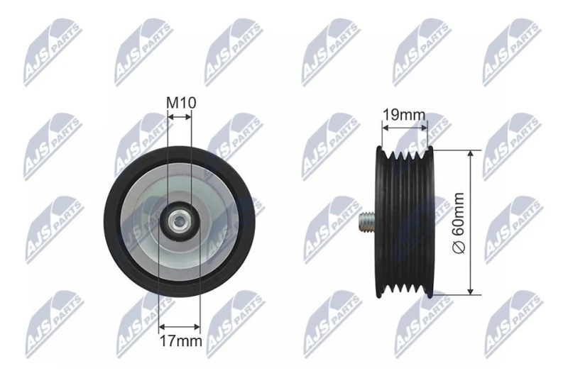 Image of NTY Deflection / guide pulley, V-ribbed belt NTY RNK-KA-008