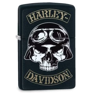 Image of Zippo Harley Davidson Skull Motorbike Rider Black Regular Windproof Lighter