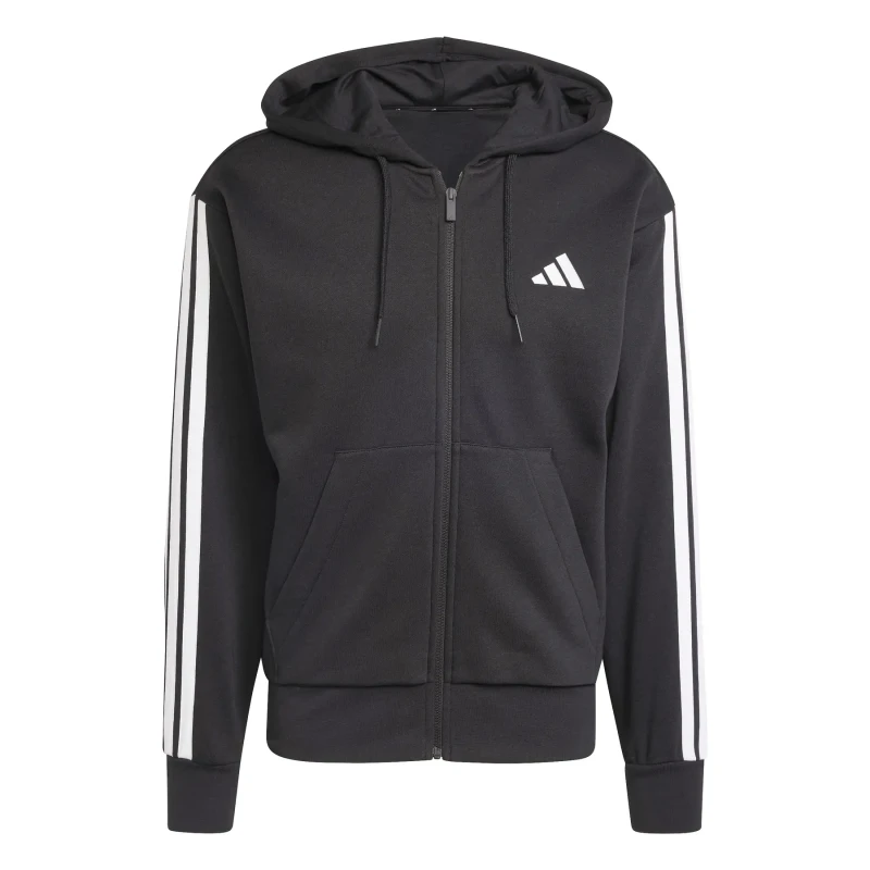 Image of Adidas SPORTSWEAR Essential 3-Striped Zip-Up Hoodie Black Men XS;S;M;L