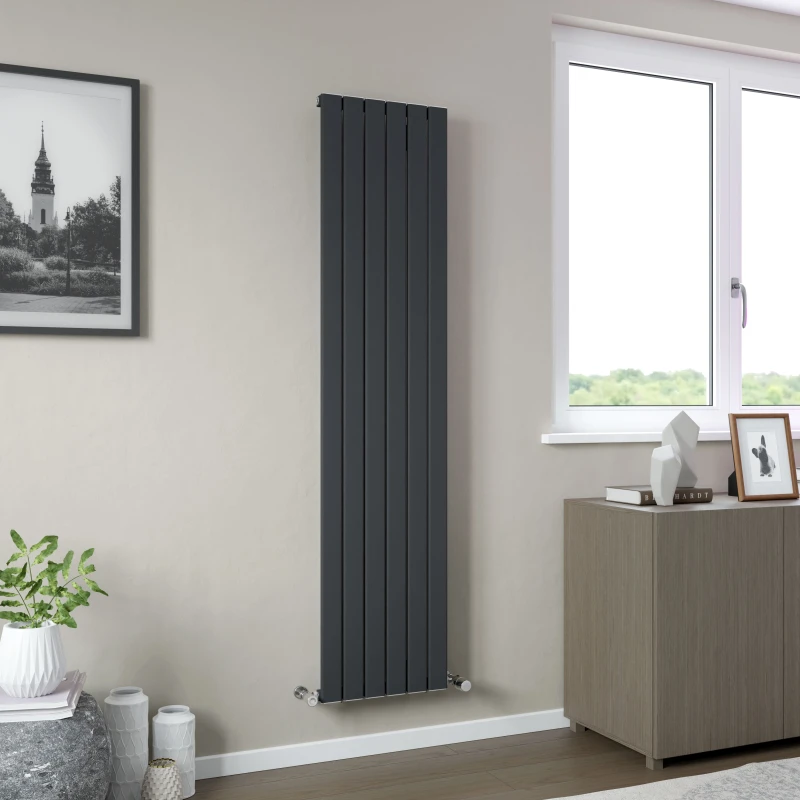 Image of Agadon Vienna Designer Aluminium Radiator in Dark Grey Size: 1800mm x 345mm Dark Grey Unisex 1800mm x 345mm