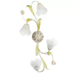 image of Onli Wilma 4 Light Flower Multi Arm Semi Flush Ceiling Lamp, Glass Shades