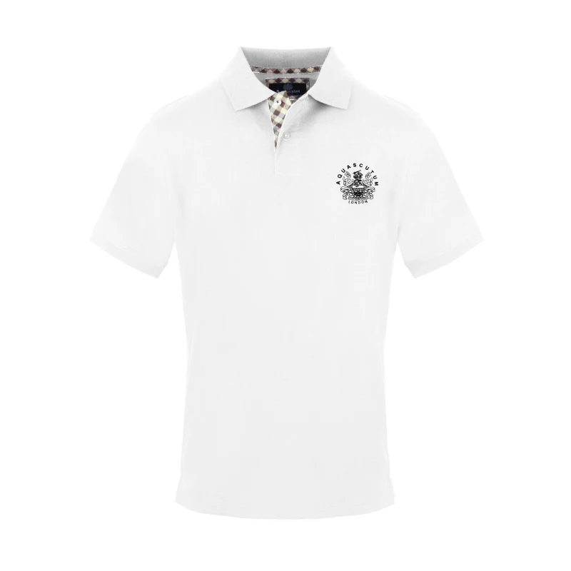 Image of Aquascutum Mens Polo Short Sleeve Polo Shirt Short Sleeve Polos Small White 54289201350