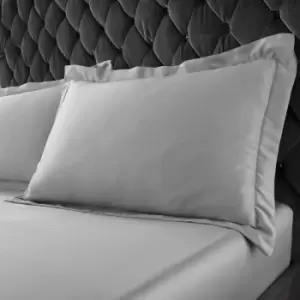 Image of Catherine Lansfield Silky Soft Satin Silver Oxford Pillowcase Pair Silver