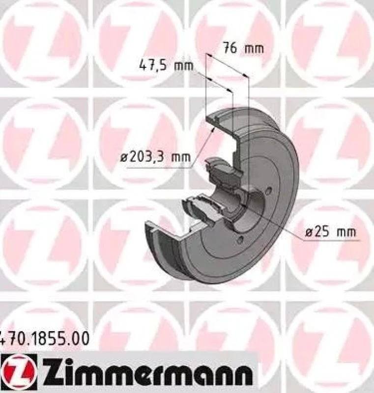 Image of ZIMMERMANN 470.1855.00 Brake Drum Rear Axle, 234mm, with ABS sensor ring Brake Drum (123)