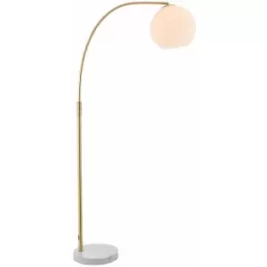 Image of Floor Lamp Light Satin Brass & Opal Glass 40W E27 Complete Standing Lamp