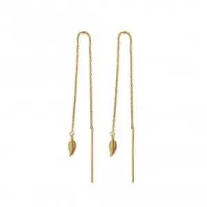 image of Gold Feather Of Courage Pull Through Earrings GEDR3215