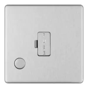Image of British General Nexus Fused Connection Unit Unswitched Flex Outlet Screwless Flat Plate Brushed Steel 13 A FBS55-01