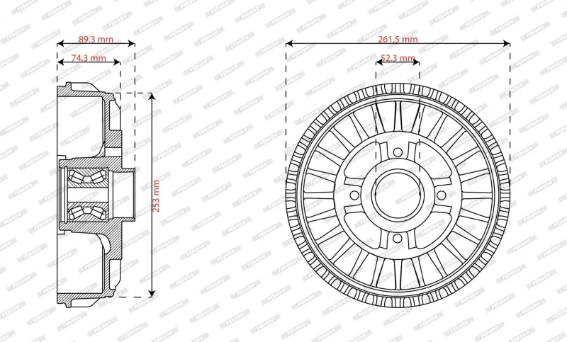 Image of FERODO FDR329836 Brake Drum Brake Drum (123)