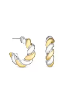 Image of Two Tone Polished Twist Hoop Earrings