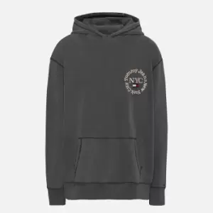 Image of Tommy Jeans Mens Plus Timeless Circle Hoodie - Black - XXXL