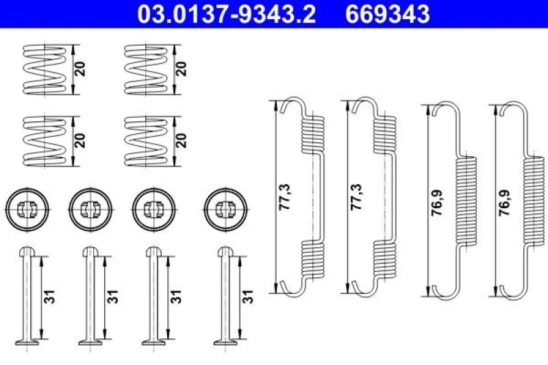 Image of Brake shoe fitting kit ATE 03.0137-9343.2
