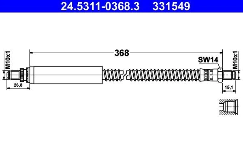 Image of Brake hose ATE 24.5311-0368.3
