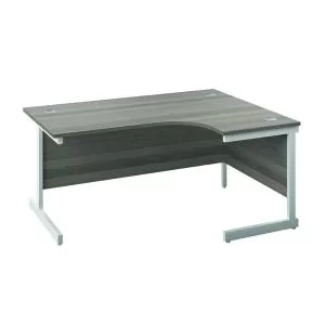 image of Jemini Radial Right Hand Cantilever Desk 1600x1200x730mm Grey OakWhite