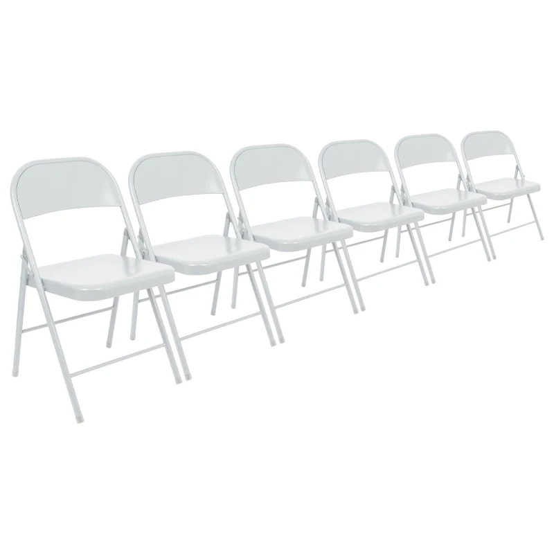 Image of Harbour Housewares Metal Folding Chairs - Matt White - Pack Of 6