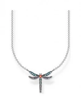 image of Thomas Sabo Sterling Silver Multicoloured Dragonfly Pendant Necklace, One Colour, Women