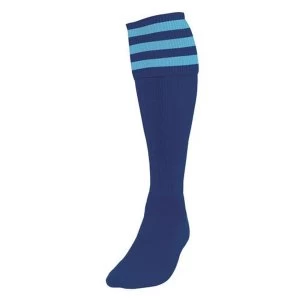 Image of Precision 3 Stripe Football Socks Boys Navy/Sky