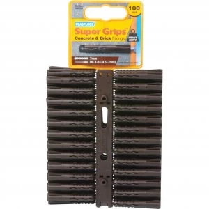 image of Plasplugs Heavy Duty Super Grips Concrete and Brick Fixings Pack of 100