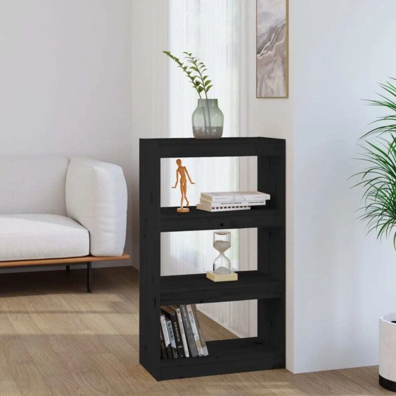 Image of VIDAXL Book Cabinet/Room Divider Black 60x30x103.5cm Solid Wood Pine Vidaxl 8720286608678