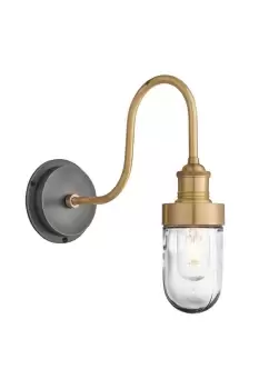 image of Swan Neck Outdoor & Bathroom Wall Light, Brass