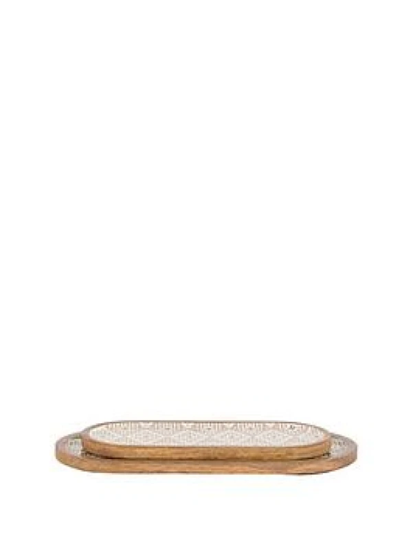 Image of Crossland Grove Athena Wooden Serving Trays Set of 2, Brown 5.06109E+12