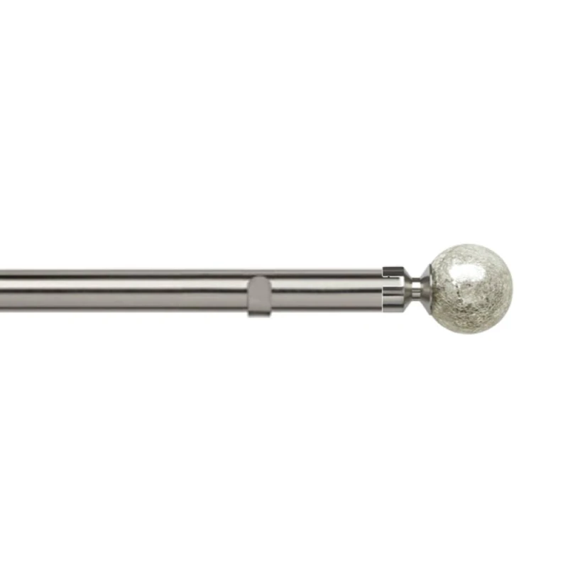 Image of New Edge Blinds 28mm Fixed Length Metal Eyelet Curtain Pole Set - Empire Finial in Metallic Silver Size: 170cm Metallic Silver Unisex 170 cm