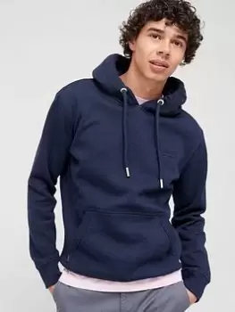 Image of Superdry Embroidered Logo Overhead Hoodie - Navy Size M Men