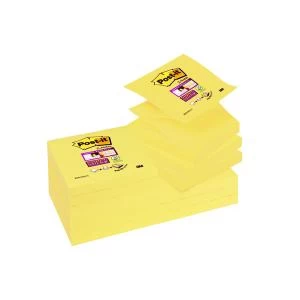 Image of Post it Super Sticky 76 x 76mm Z Notes Canary Yellow 12 x 90 Sheets