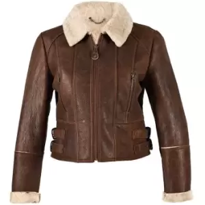 Image of Eastern Counties Leather Womens/Ladies Ella Cropped Sheepskin Flying Jacket (10) (Brick Forest)