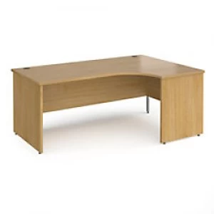 image of Dams International Right Hand Ergonomic Desk with Oak Coloured MFC Top and Silver Panel Ends and Silver Frame Corner Post Legs Contract 25 1800 x 1200