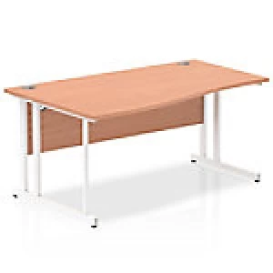 Image of Impulse 1600 Left Hand White Cantilever Leg Wave Desk Beech