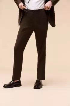 Image of Slim Fit Brown Texture Suit Trousers