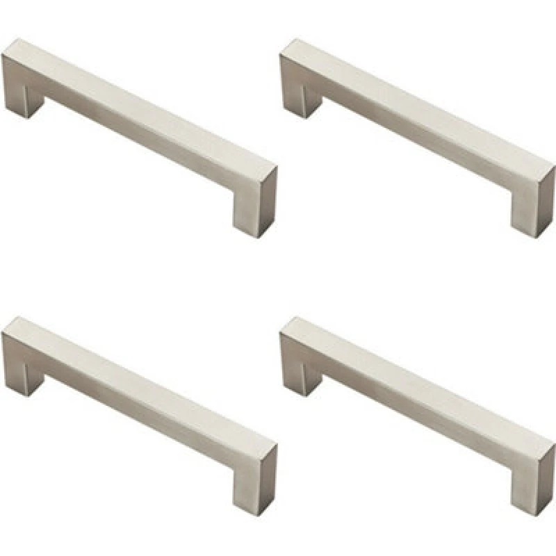 Image of Loops 4x Square Linear Block Pull Handle 142 x 14mm 128mm Fixing Centres Satin Steel Metallics unisex