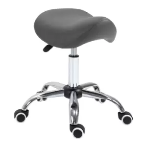 Image of HOMCOM Cosmetic Stool 360° Rotate Height Adjustable Salon Massage Spa Chair Hydraulic Rolling Faux Leather Saddle Stool Mobility - Grey