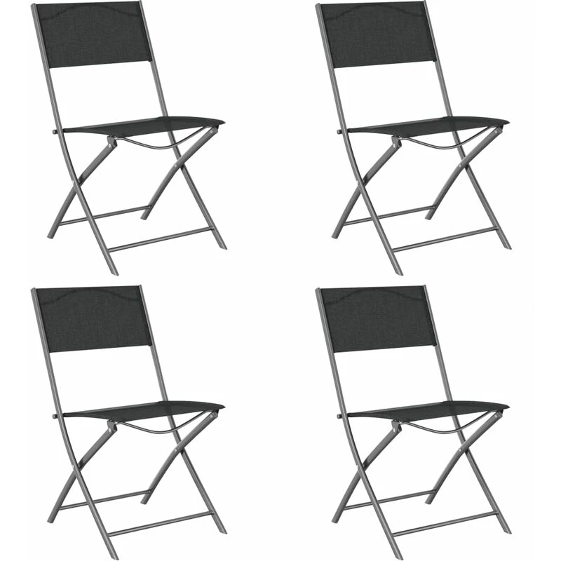 Image of VIDAXL Folding Outdoor Chairs 4 pcs Black Steel and Textilene vidaXL 8720286849934
