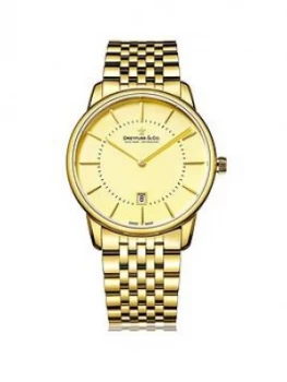 Image of Dreyfuss & Co Dreyfuss Champagne Index Dial Gold Plated Strap Mens Watch, One Colour, Men