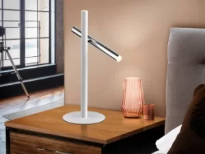 image of Varas Integrated LED 2 Light Table Lamp Matt White, Chrome