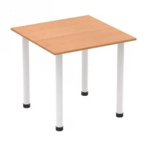 Image of Impulse 800mm Square Table Oak Top White Post Leg I003676