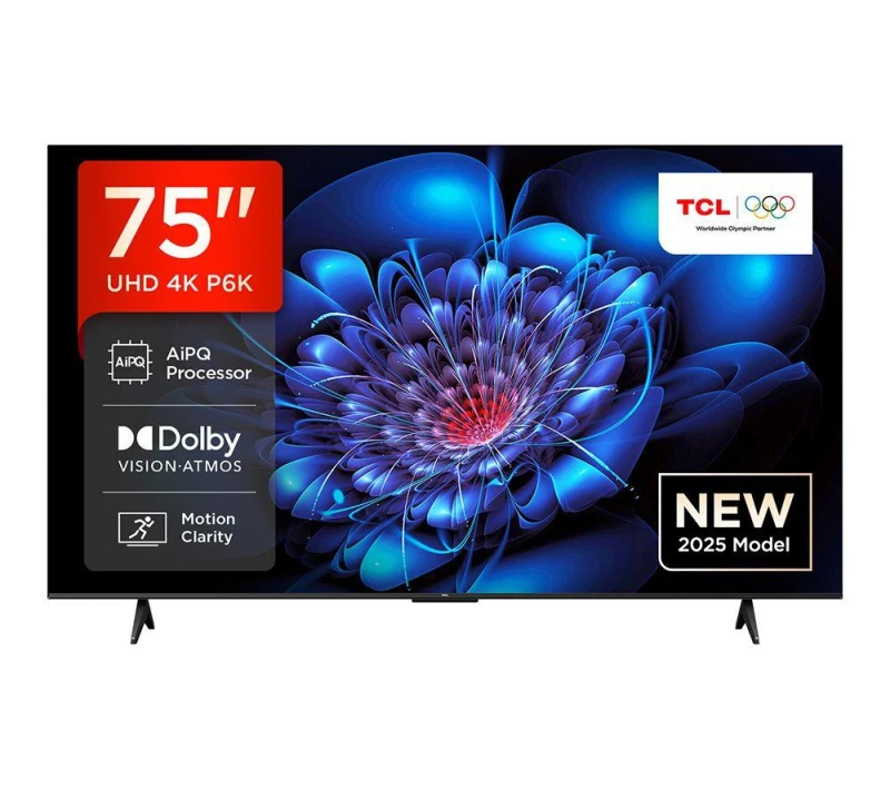 Image of TCL 75" 75P6K-UK Smart 4K Ultra HD HDR LED TV