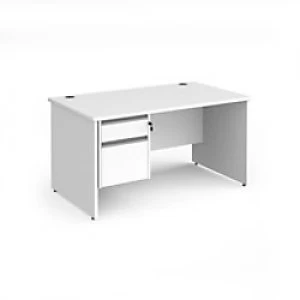 Image of Dams International Straight Desk with White MFC Top and Silver Frame Panel Legs and 2 Lockable Drawer Pedestal Contract 25 1400 x 800 x 725mm