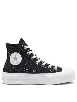 Converse Chuck Taylor All Star Lift Shoes - Black/Silver, Size 7, Women