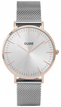 Image of CLUSE La Boheme Rose Gold Case Silver Mesh Silver Watch