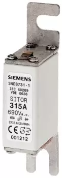 Image of Siemens 100A NH000 Slotted Tag Fuse, aR, 690V