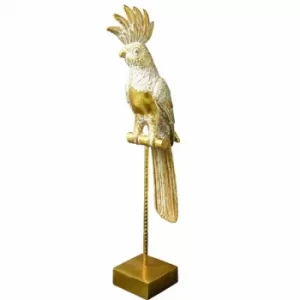 Image of Parrot Ornament on Stand Gold 51cm