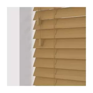 Image of Newedgeblinds - 100cm Sahara Oak Faux Wood Venetian Blind With Strings (50mm Slats) Blind With Strings (50mm Slats)
