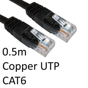 image of RJ45 (M) to RJ45 (M) CAT6 0.5m Black OEM Moulded Boot Copper UTP Network Cable