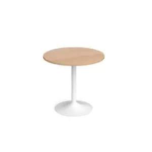 image of Genoa circular dining table with white trumpet base 800mm - beech