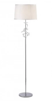 image of Floor Lamp with White Shade 1 Light Polished Chrome, Crystal