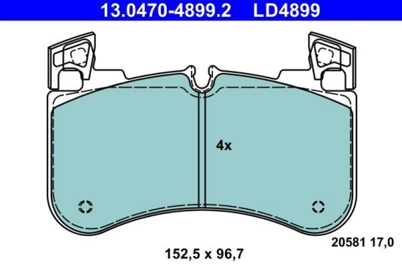 Image of ATE 13.0470-4899.2 Brake pad set Ceramic excl. wear warning contact Brake Pad Set,disc brake (402)
