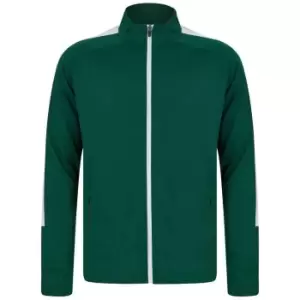 Image of Finden & Hales Mens Knitted Tracksuit Top (XXL) (Bottle Green/White)